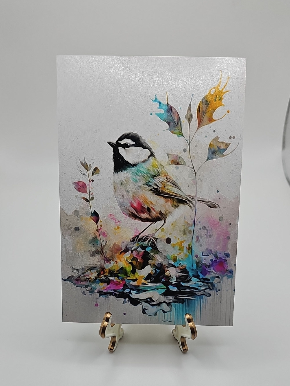 4x6 Colorful Vibrant Chickadee Bird Fantasy Art Print‎